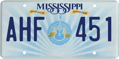 MS license plate AHF451