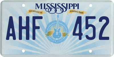 MS license plate AHF452