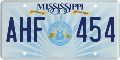 MS license plate AHF454