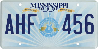 MS license plate AHF456