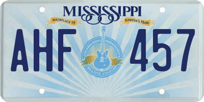 MS license plate AHF457