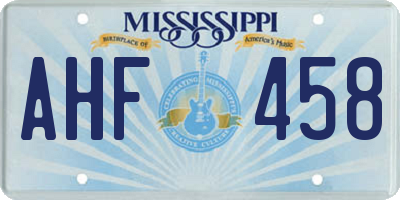 MS license plate AHF458