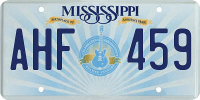 MS license plate AHF459