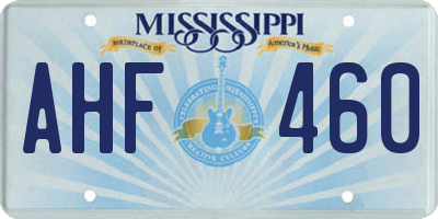 MS license plate AHF460