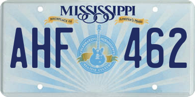 MS license plate AHF462