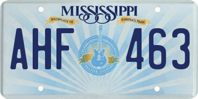 MS license plate AHF463