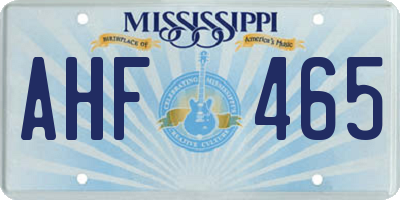 MS license plate AHF465