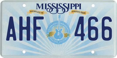 MS license plate AHF466