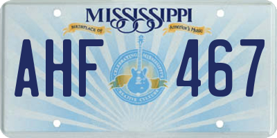 MS license plate AHF467