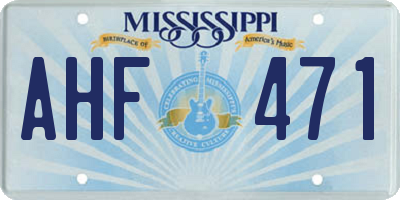 MS license plate AHF471