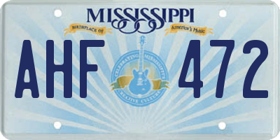 MS license plate AHF472