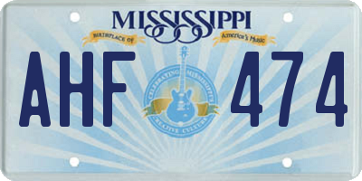 MS license plate AHF474