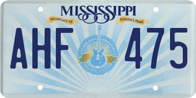 MS license plate AHF475