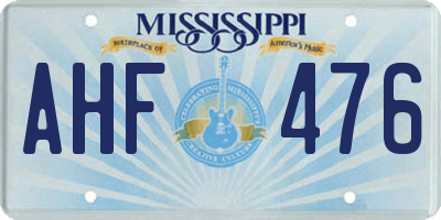 MS license plate AHF476