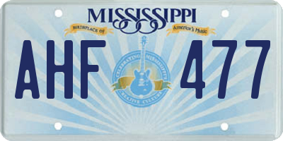 MS license plate AHF477