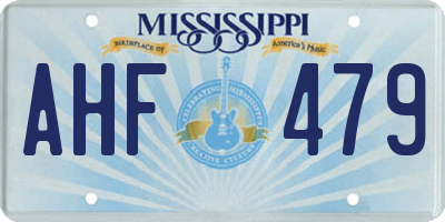 MS license plate AHF479