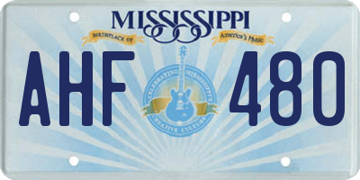 MS license plate AHF480