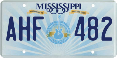 MS license plate AHF482
