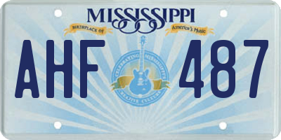 MS license plate AHF487
