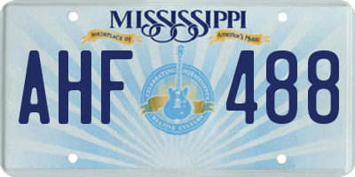 MS license plate AHF488