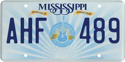 MS license plate AHF489