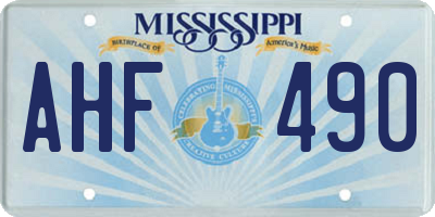 MS license plate AHF490