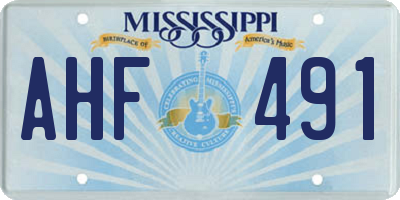 MS license plate AHF491