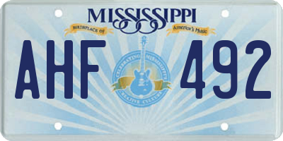 MS license plate AHF492