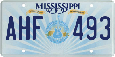 MS license plate AHF493