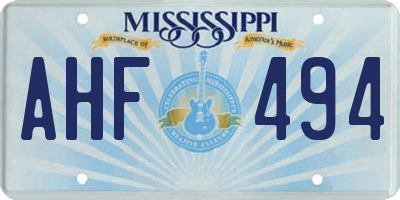 MS license plate AHF494