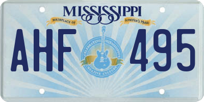 MS license plate AHF495
