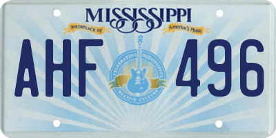 MS license plate AHF496