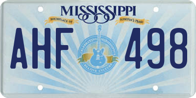 MS license plate AHF498