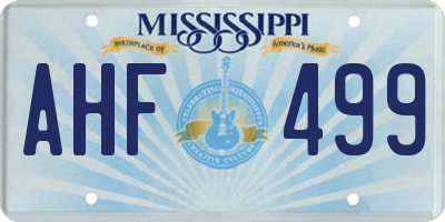 MS license plate AHF499