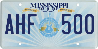 MS license plate AHF500