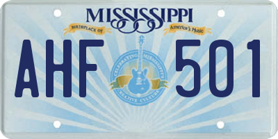 MS license plate AHF501