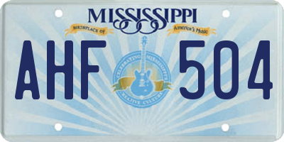 MS license plate AHF504