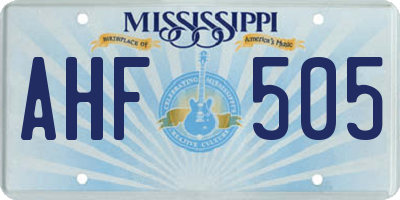 MS license plate AHF505