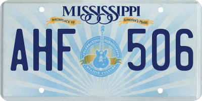 MS license plate AHF506