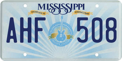 MS license plate AHF508