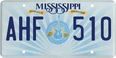 MS license plate AHF510