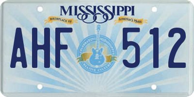 MS license plate AHF512