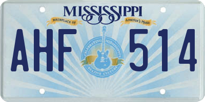 MS license plate AHF514
