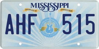 MS license plate AHF515