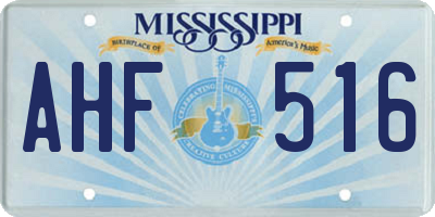 MS license plate AHF516