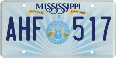 MS license plate AHF517