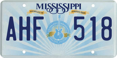 MS license plate AHF518