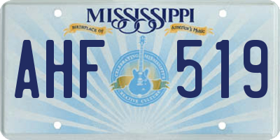 MS license plate AHF519