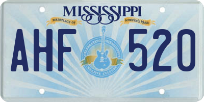 MS license plate AHF520
