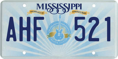 MS license plate AHF521